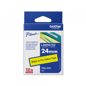 TZe-C51 crna na žuto fluo 24mm - Slika 1
